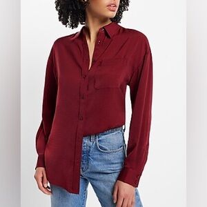 Express Satin Boyfriend Portofino Shirt